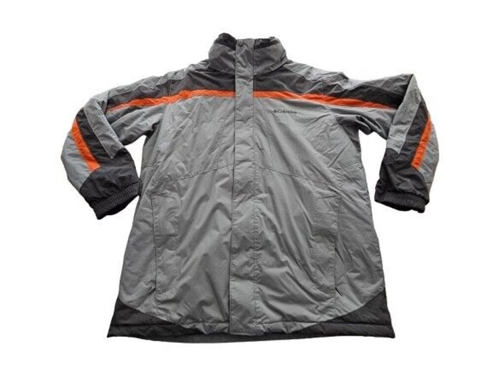 Columbia Jacket Mens Large Gray Orange Full Zip Quilt Lined Parka Puffer Coat